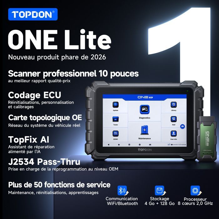 Outil de diagnostic TOPDON ONE Lite OBD2 Scanner Valise Diagnostic Auto avec AutoScan Graphe Topologique en Français