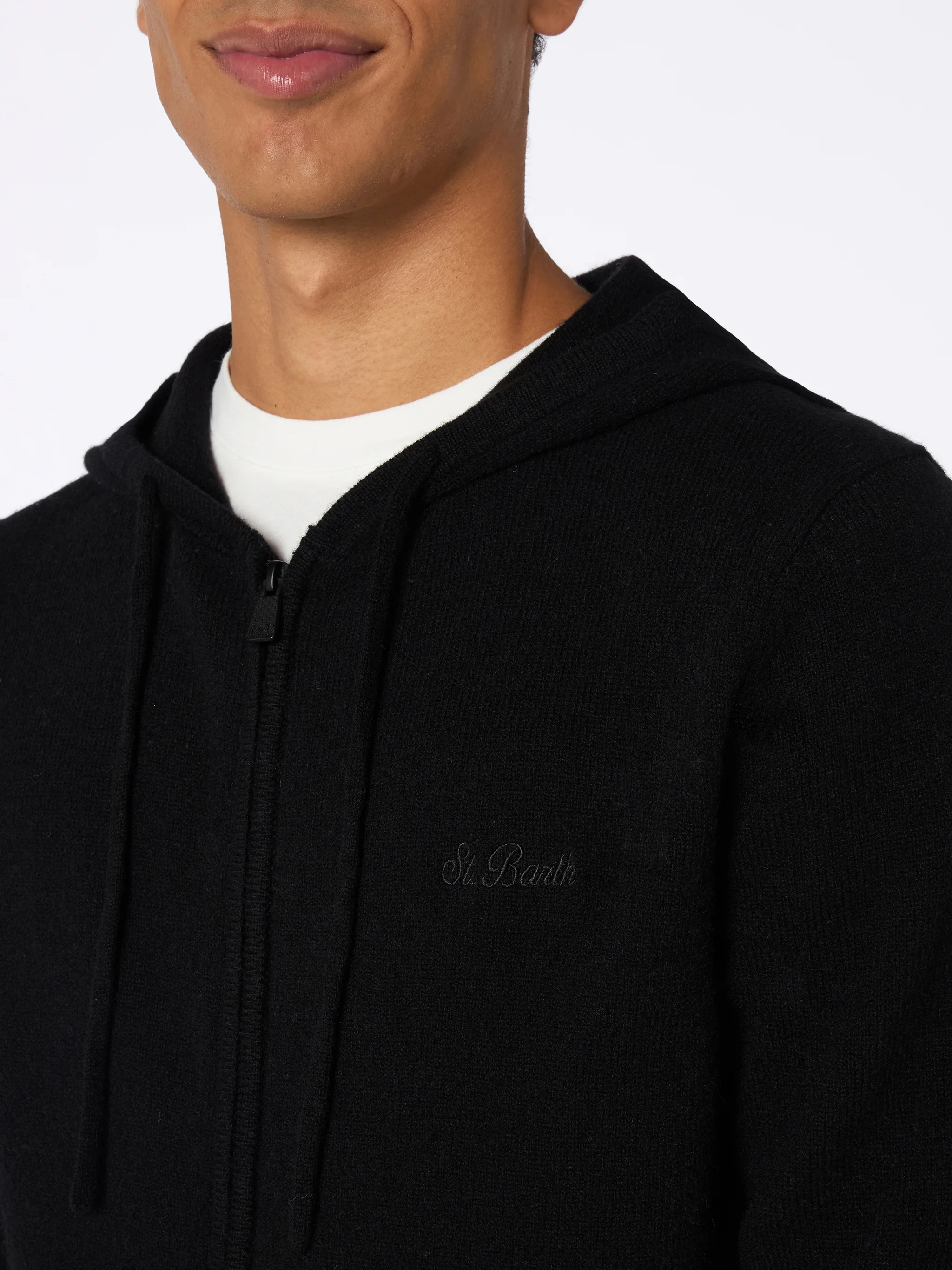 Maglione con cappuccio Notting in lambswool nero da uomo