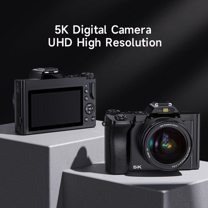 Câmera digital INF 5K/48MP / Zoom de 16x / Estabilização de imagem de 6 eixos, tela de 3,5 polegadas