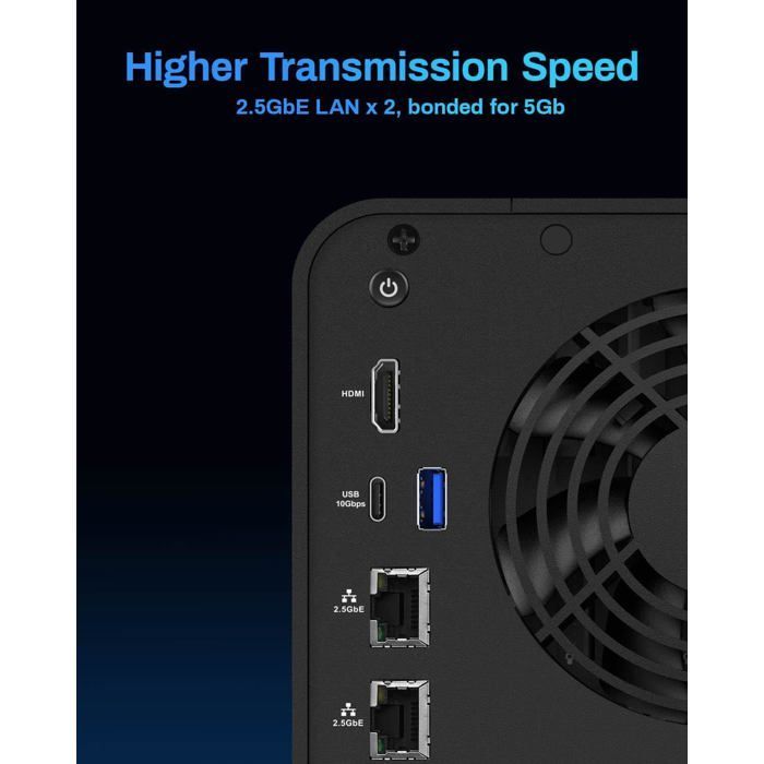 TERRAMASTER F6-424 NAS Stockage 6 Baies – Quad-Core N95, 8 GB de DDR5, Deux Ports 2.5 GbE (sans Disque)