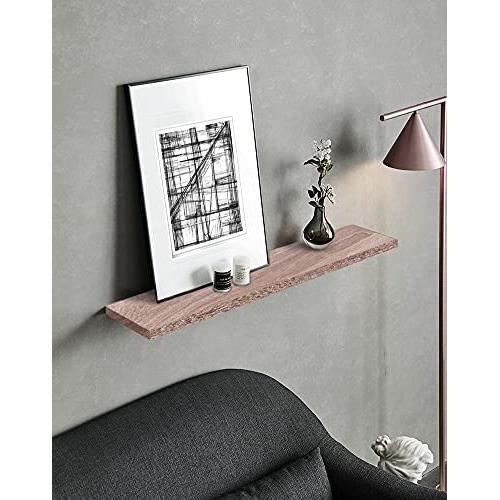 EUGAD Juego de 4 estantes de pared de madera, estantes colgantes, 60x22,9x3,8cm, roble amarillo