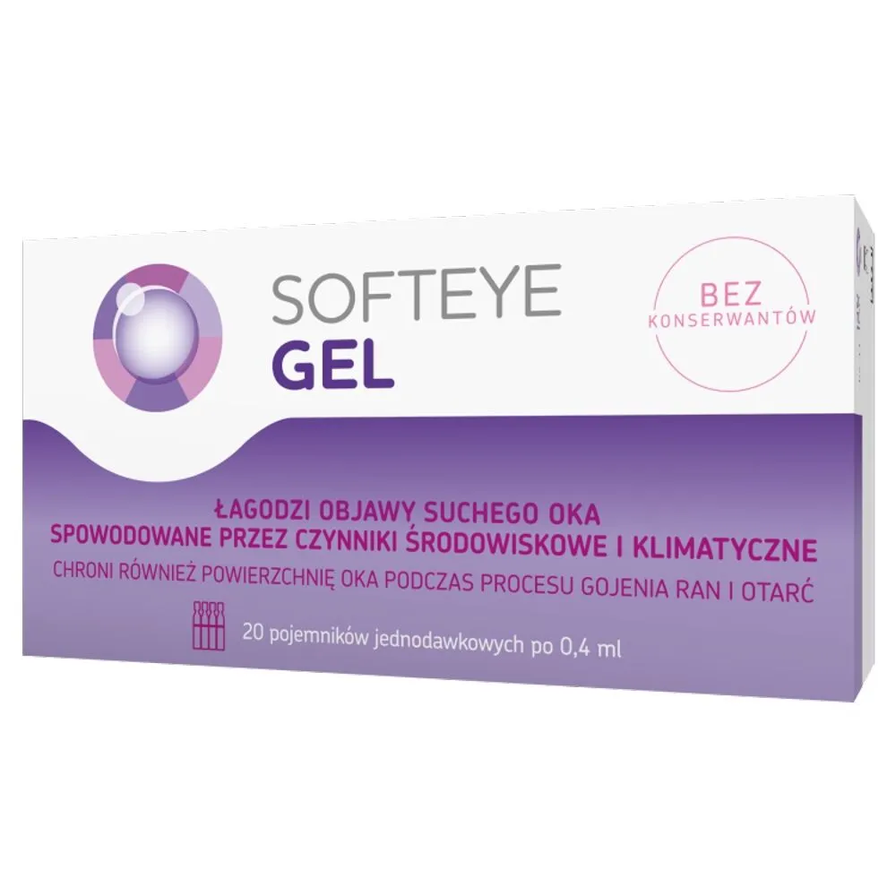 Softeye Gel, Żel do oczu, łagodzący objawy suchego oka, Bez konserwantów, Jednodawkowe pojemniki
