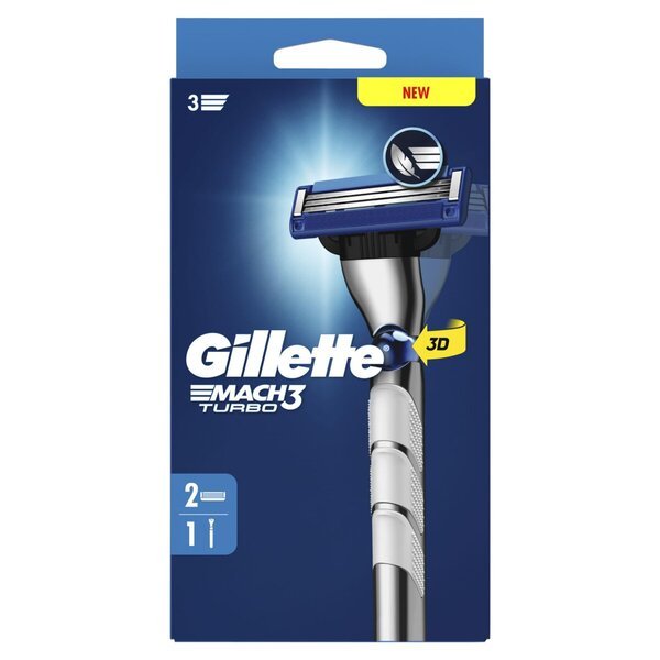 „Gillette Mach3 Turbo“ skutimosi sistema<br>Pridedami 2 keičiami peiliukai
