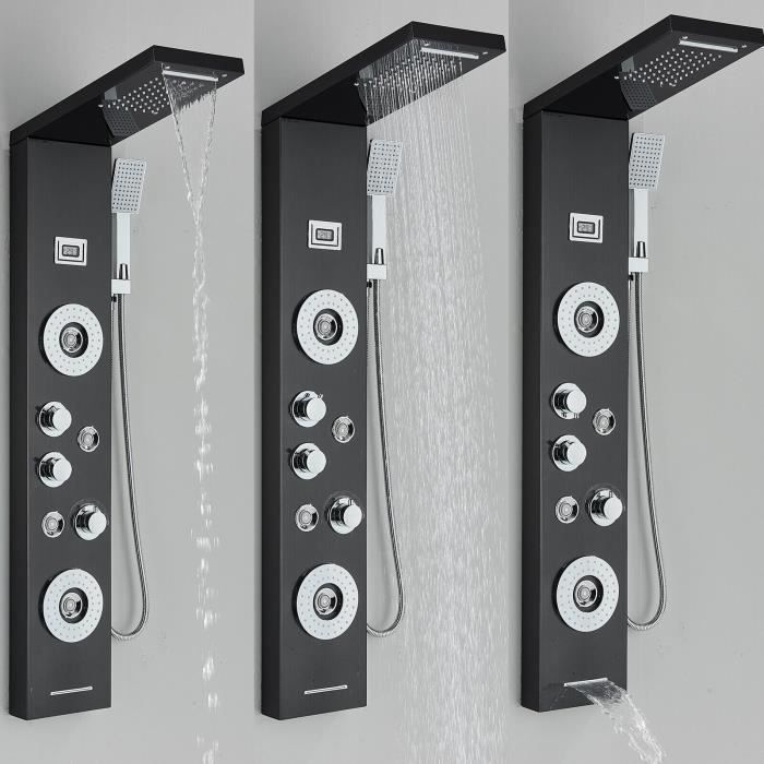 High-quality multi-functional shower column with black display