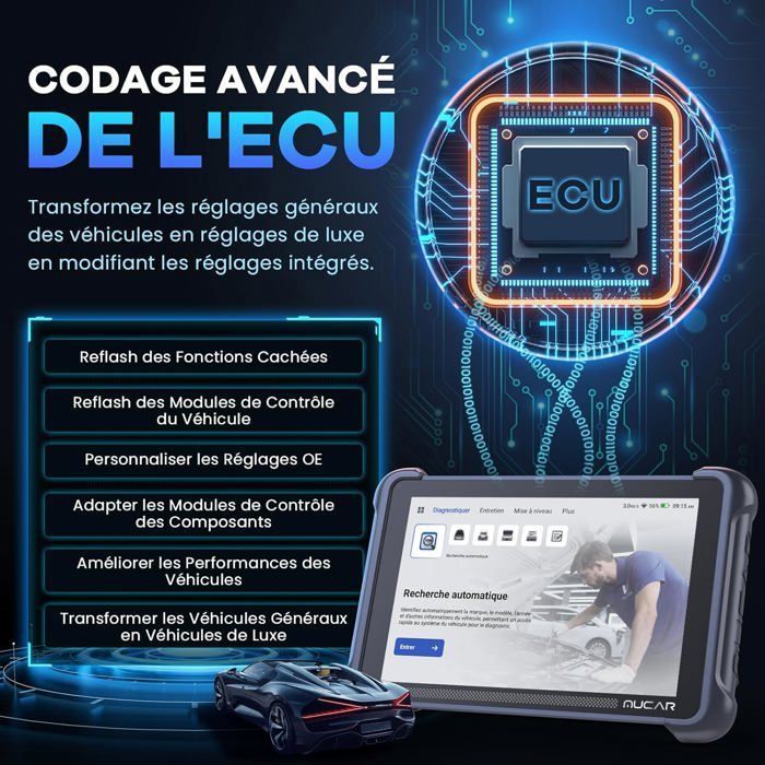 Strumento di diagnostica per auto - BAZARLAND30 - 892BT - OBD2 bidirezionale - Codifica centralina - Oltre 34 reset