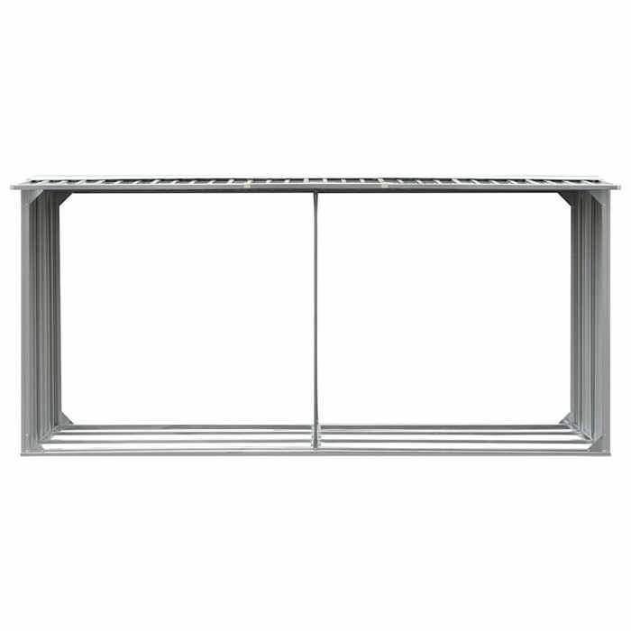 Leñera - vidaXL - Acero galvanizado - 330x92x153 cm - Gris - Rejilla elevada - Techo inclinado