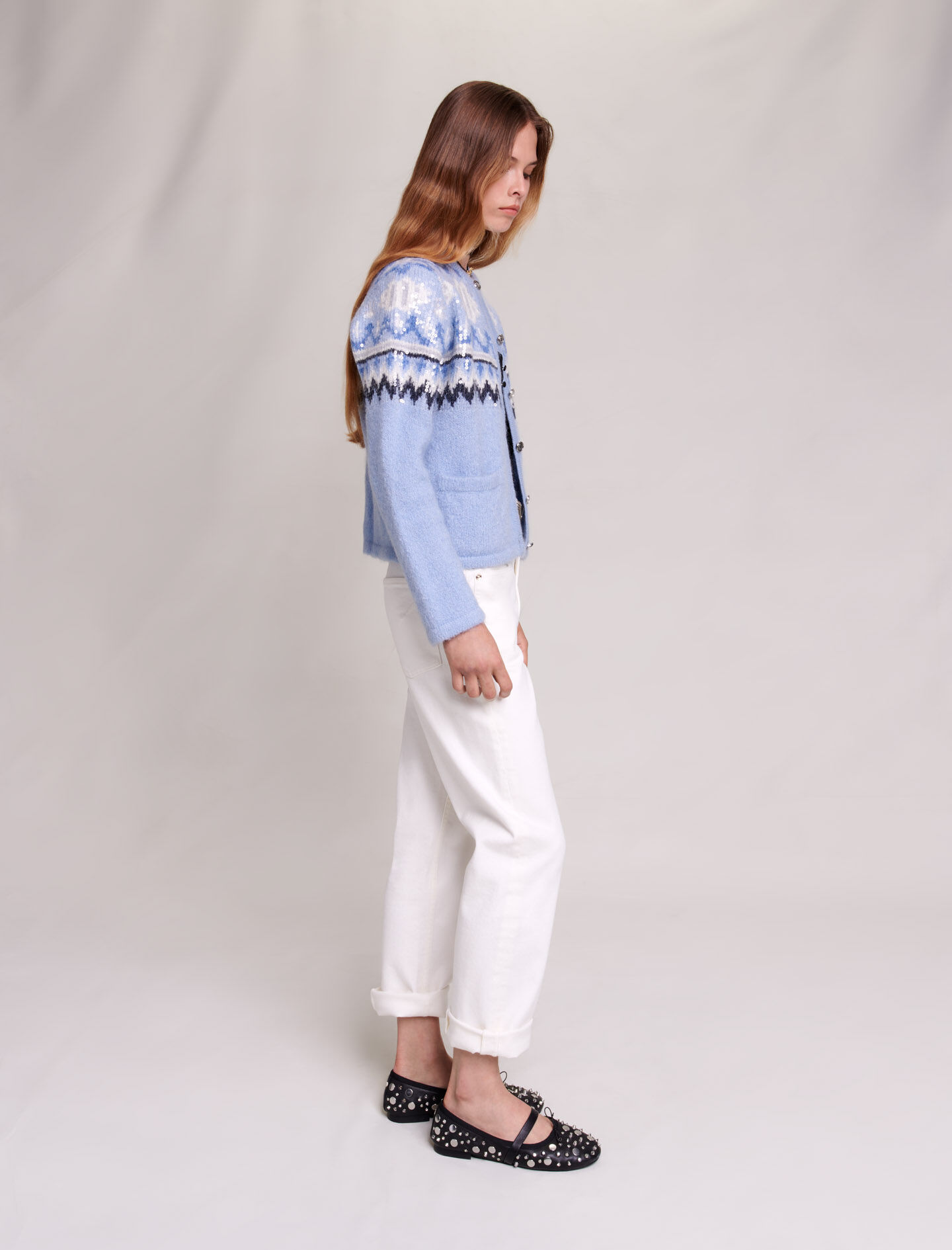 Cardigan tricotat albastru deschis