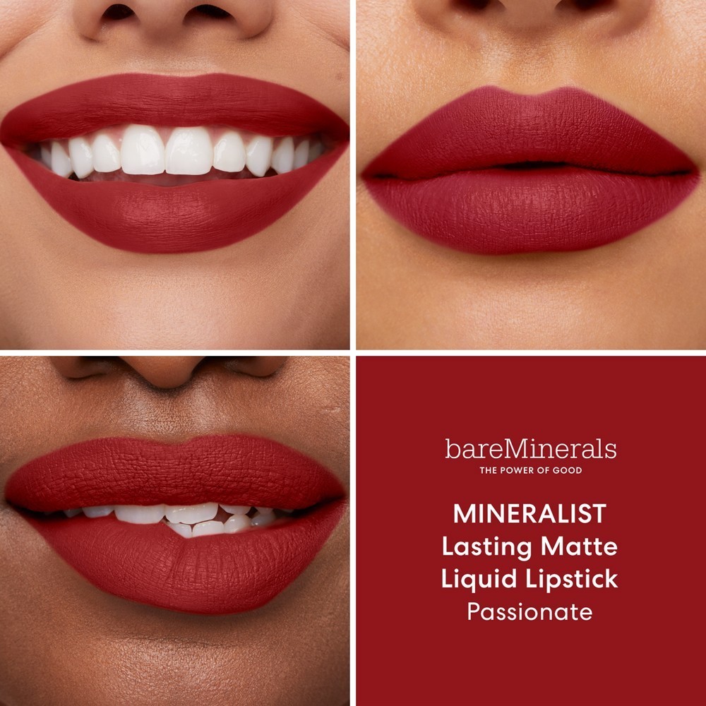 bareMinerals Lipstick Mineralist трајни мат течни кармин - 3,7 мл