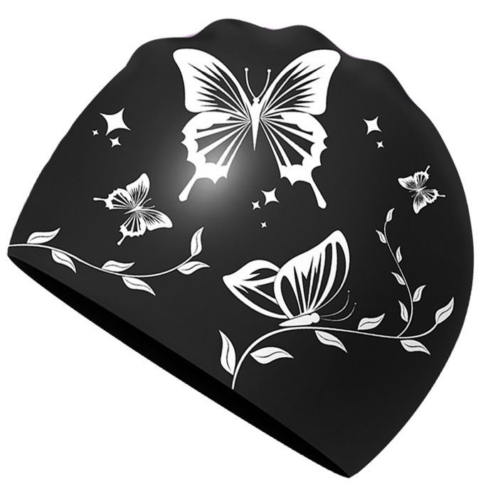 Bonnet de bain pour femme - Doux, élastique, antidérapant, élégant, confortable,noir