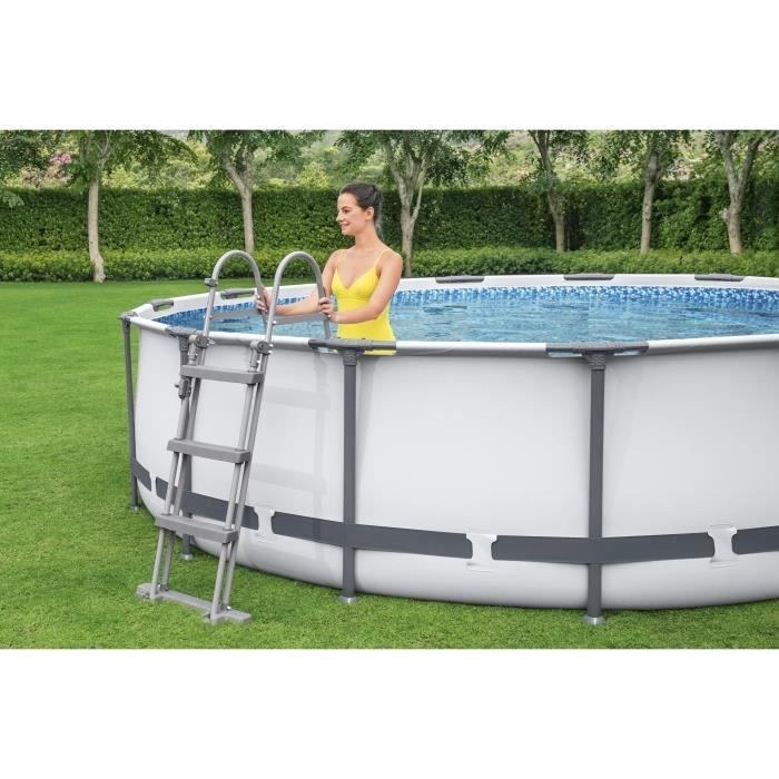 Kit de piscina tubular elevada BESTWAY Steel Pro Max™ - 366 x 100 cm - Redonda (Incluye filtro de cartucho y escalera de seguridad)