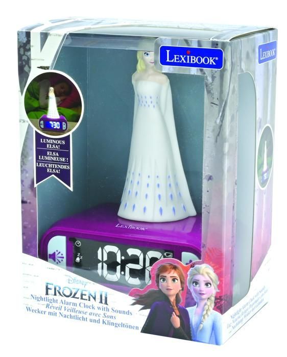 LEXIBOOK Digitale Wekker Nachtlampje - Frozen 2 - 3D Licht en Geluid - Wit en Paars - Kinder
