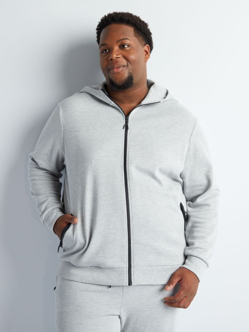 Hoodie van katoenpiqué - GRIJS