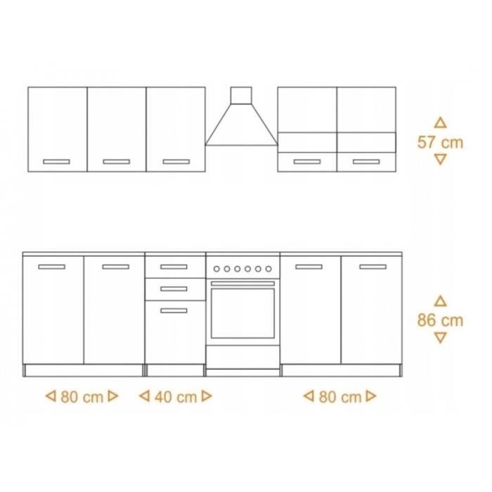 JASPER - Cocina modular y lineal completa de 200 cm de largo, 6 piezas - Encimera INCLUIDA - Muebles de cocina