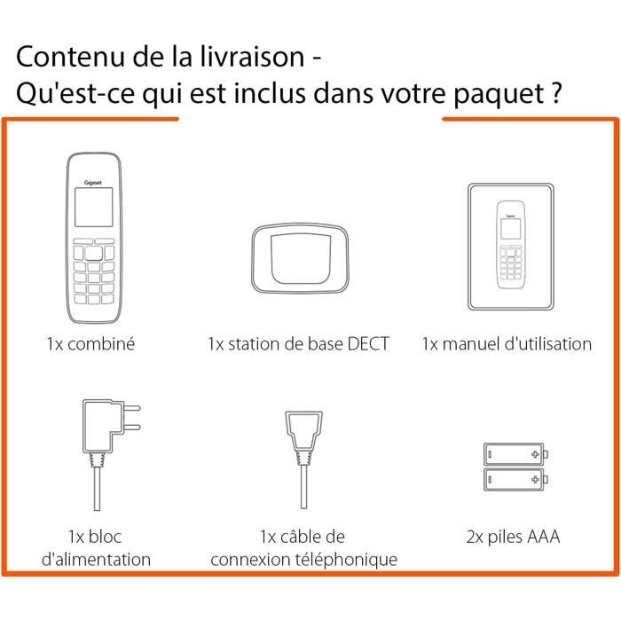 FLEUVE - Telefono fisso - E290 - Telefono per anziani - Tasti grandi - Suono amplificato - Accesso diretto ai numeri importanti - Bianco