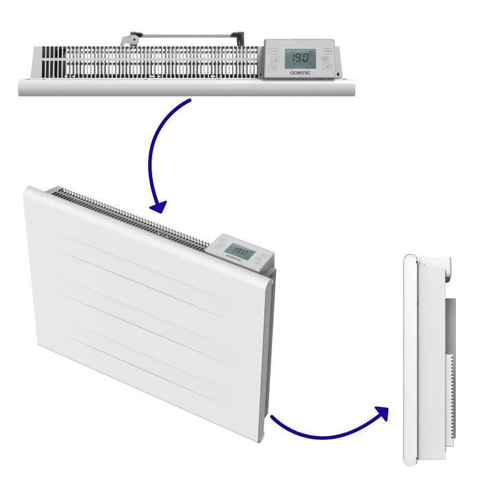 Radiador eléctrico fijo de inercia seca - Doble núcleo calefactor - 1000 W - OCEANIC - Blanco mate - NF