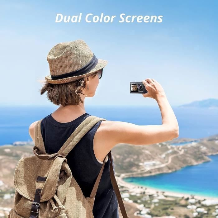 AKASO Brave 4 Pro 4K -action-kamera 40MP:n muistikortilla, 128GB:n U3-kortilla, WiFi, 20MP:n kamera, 170° laajakulma, kaksoisnäyttö, EIS, 5X zoom, musta