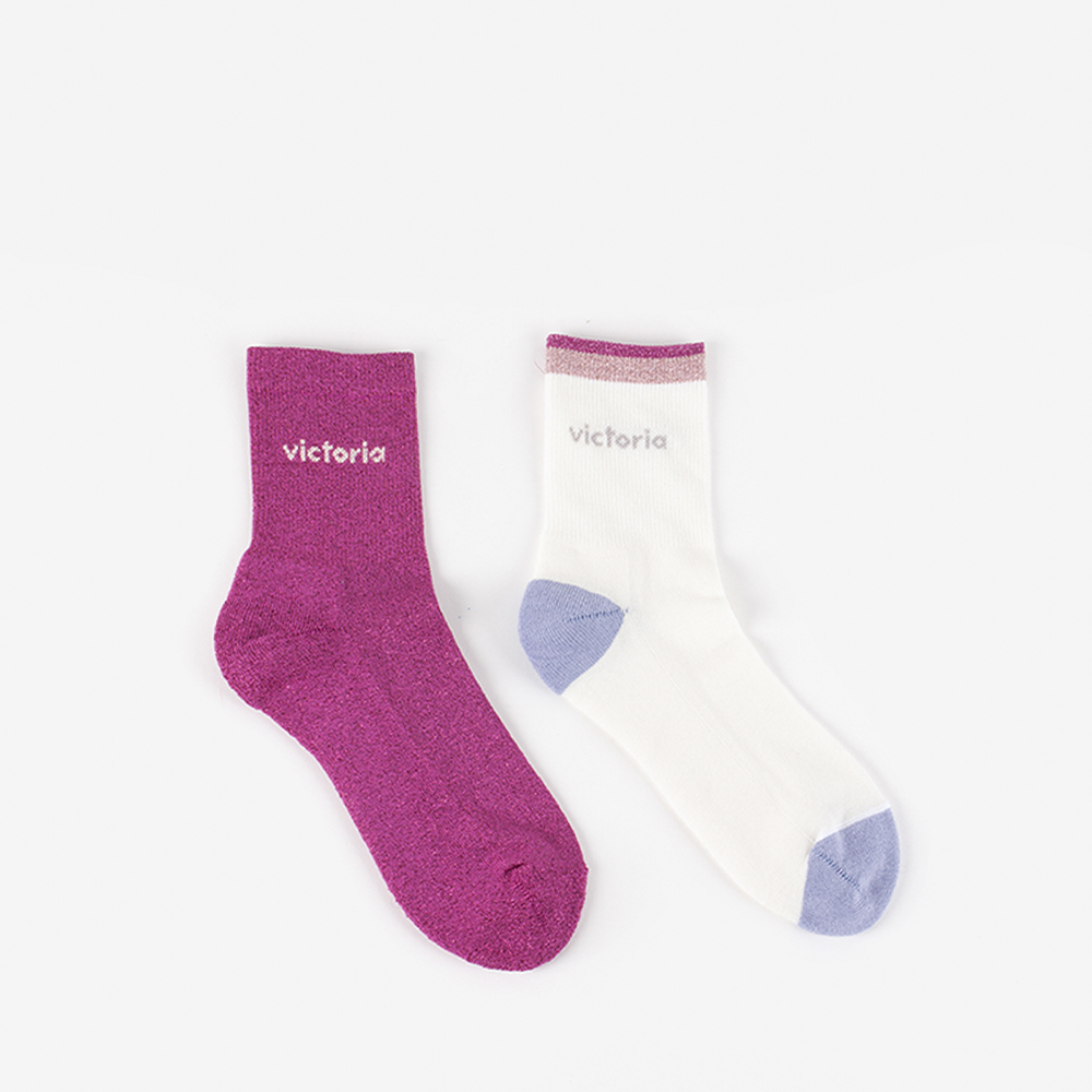  Șosete până la gleznă V. Things din bumbac cu detalii lurex