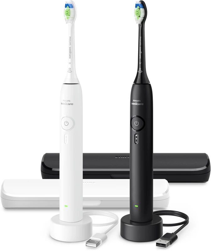 Kit com duas escovas de dentes elétricas sônicas Philips Sonicare 3100 HX4072/73