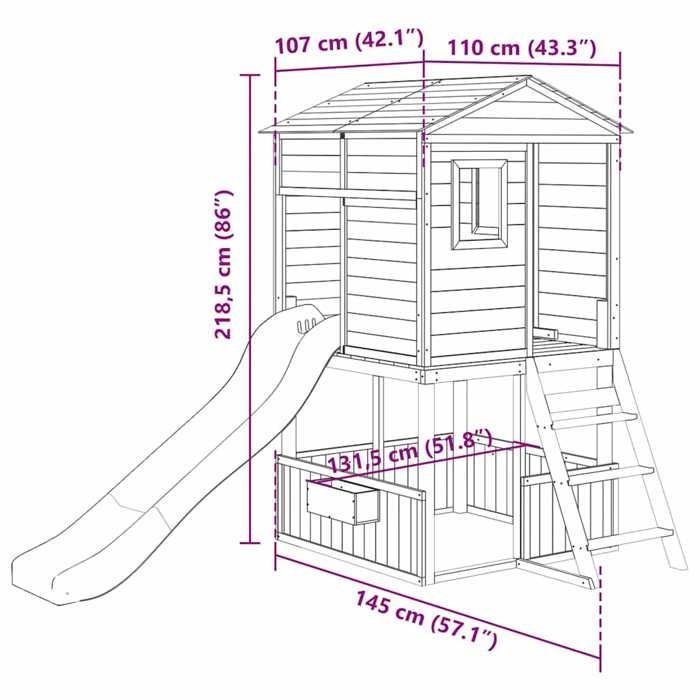 vidaXL Aire de jeux d'extérieur blanc et bleu bois massif de sapin, aire de jeux, ensemble de jeu en bois 3376143