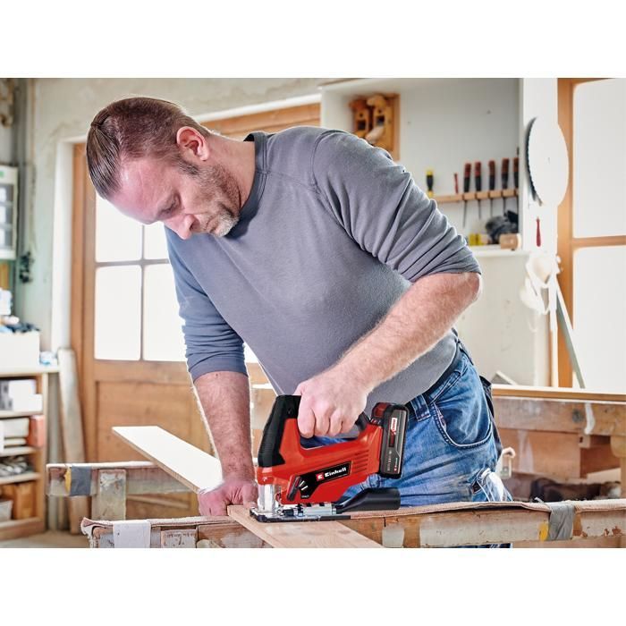 Einhell Scie sauteuse sans fil TC-JS 18/70 Li Kit PXC (18V, profondeur de coupe 70 mm) Livré avec Batterie 2,5Ah et Chargeur