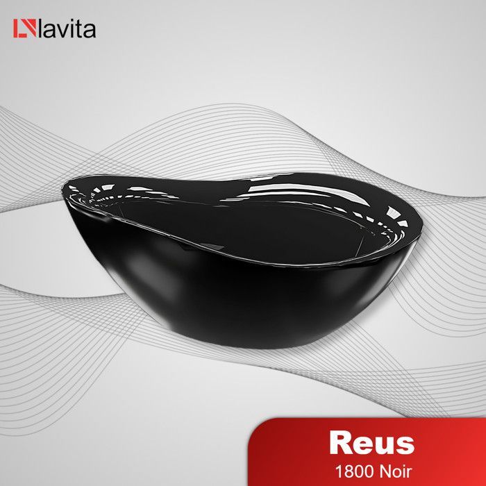 LAVITA Reus Black 1800 freestanding bathtub 180x89x73 cm acrylic | Rectangular bathtubs | Modern | 214 L | Black