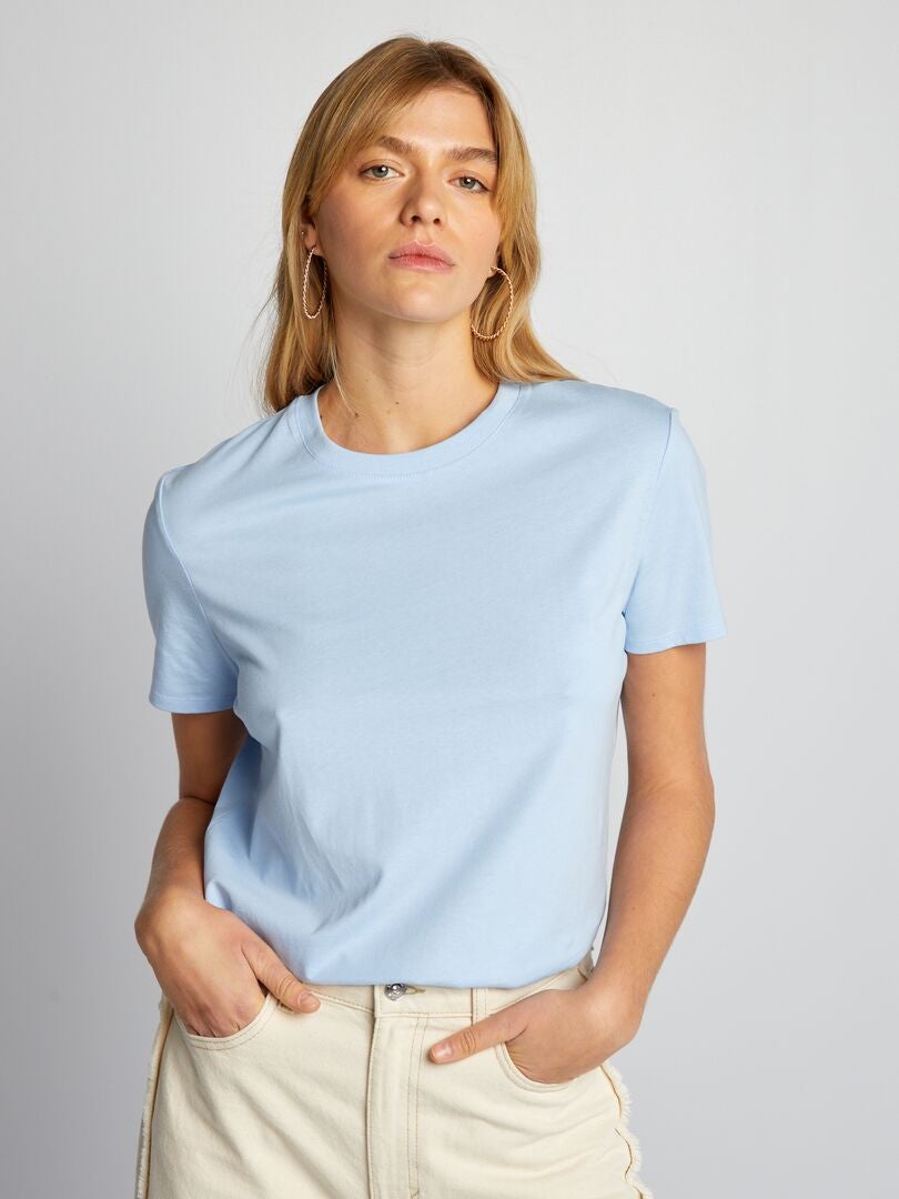 Effen jersey T-shirt - BLAUW