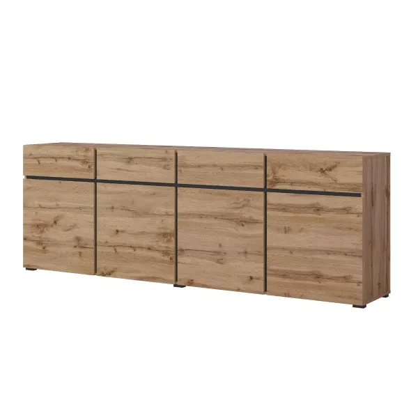 Komoda CROSS 4D4S 225cm dąb wotan/czarna