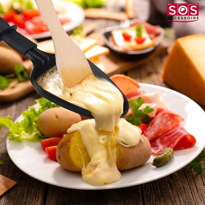 Juego de 6 platos para raclette y 6 palas de madera para sartén de raclette, espátula para raclette, parrilla para raclette, wok AS306001, AS306003 TEFAL,