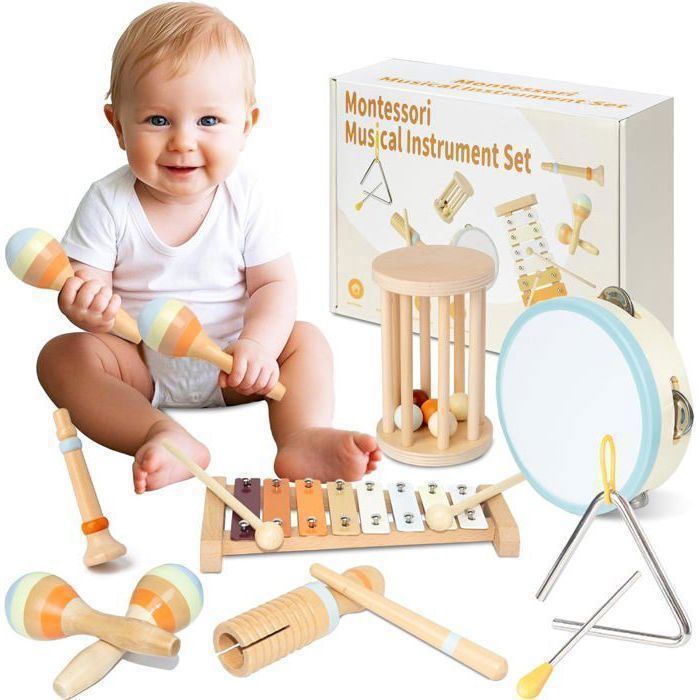 Strumenti musicali Montessori per neonati – Kit 8 in 1 per bambini da 1 a 3 anni, regalo di Natale e compleanno per bambini e bambine