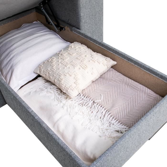 Sofá cama esquinero reversible con almacenamiento - 4 personas - VICOMTE - Tela gris - 237 x 76/88 x 167 cm
