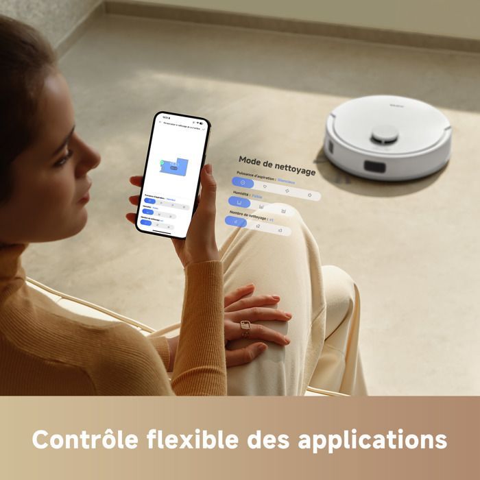 Aspirateur Robot - MOVA - E20 Plus - Aspiration 5000 Pa - Navigation LDS - Vidage Automatique