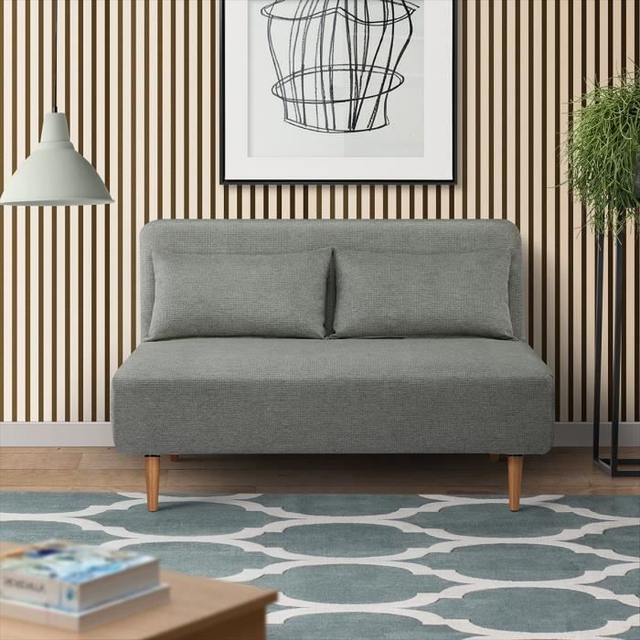 BZ Schlafsofa – 2-Sitzer – Hellgrüner Stoff – 130 x 90 x 81 cm – DEPLO