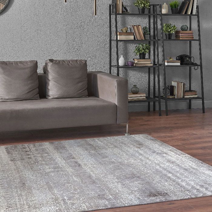 Tapis Contemporain en Laine Alpes HAMID, Tapis Doux Moderne,   ( Beige Gris, 300 x 200 cm )