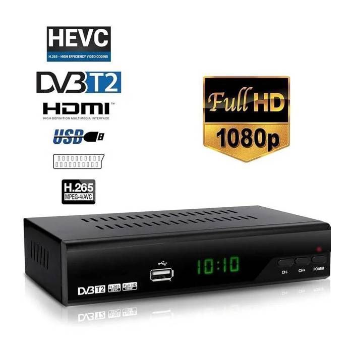 Decodificador DVB-T/T2 TNT - Full HD [1920 x 1080] HDMI MPEG-4 AVC MPEG-2 MP 1080i 1080P Estándar