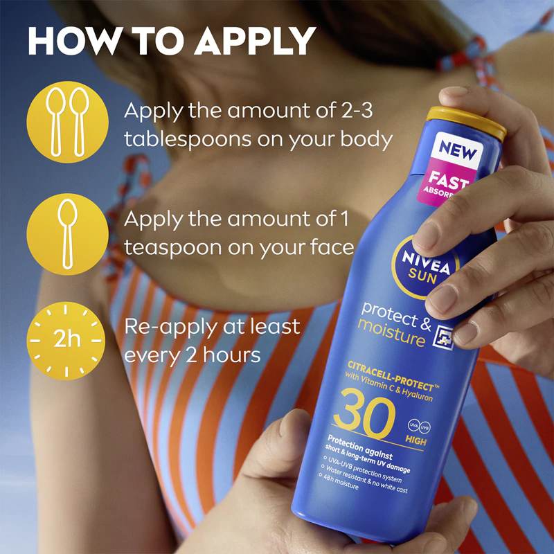 Loção hidratante com protetor solar NIVEA SUN Protect & Moisture FPS 30
