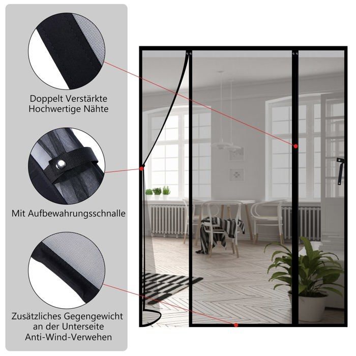 Moustiquaire Magnétique - Lineware - 152x205 cm - Installation sans perçage - Protection contre les insectes