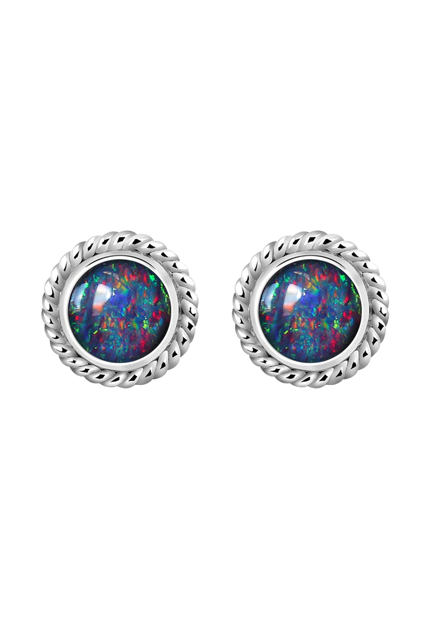 Nenalina Femmes Clous d'oreilles Argent faits main sertis d'une véritable pierre précieuse Triplet-Opal - 222999-032