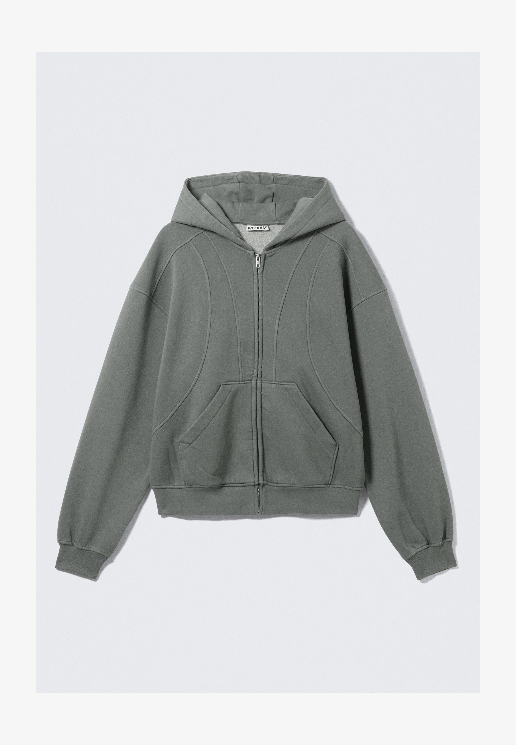 Felpa con cappuccio Weekday BLOCK ZIP - grigio scuro