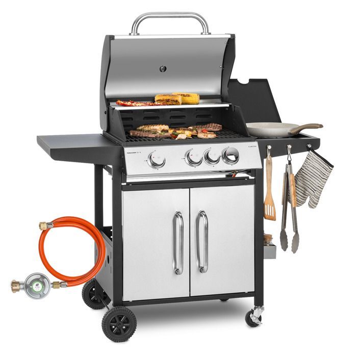 Klarstein Barbecue à Gaz 6 Brûleurs 20700W Gril à Gaz BBQ Plancha Gaz Inox Cuisinière Extérieure Barbecue Gaz Noir
