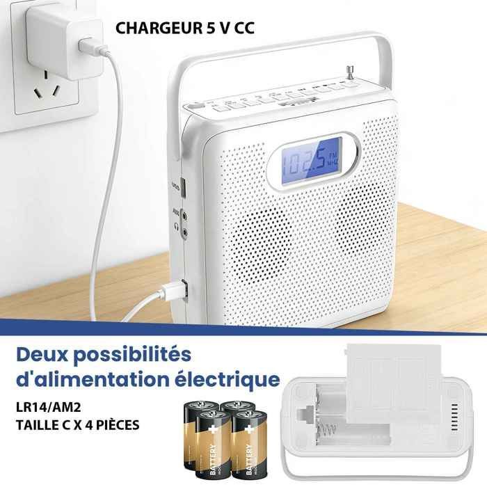 Portable CD Player with Bluetooth, USB, FM Radio with MP3 Conversion, AUX-In, and Stereo Speakers
