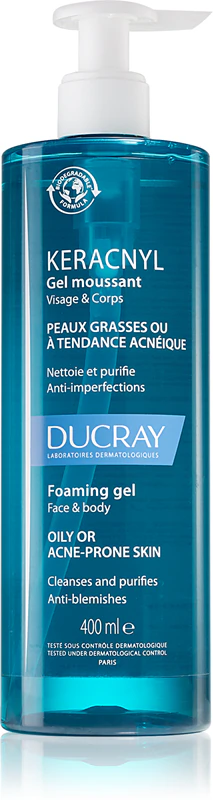 Ducray Keracnyl Schäumendes Gel für fettige, zu Akne neigende Haut