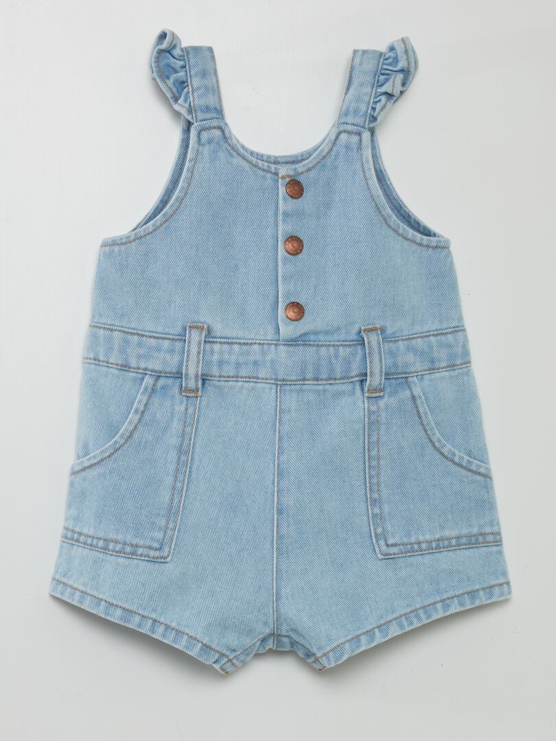 Spijkerjumpsuit met bedrukte riem - WIT