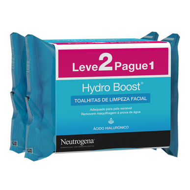 Neutrogena Hydro Boost -kasvojenpuhdistuspyyhkeet, hyaluronihappoa sisältävät kasvojenpuhdistuspyyhkeet, 2 x 25 kpl.