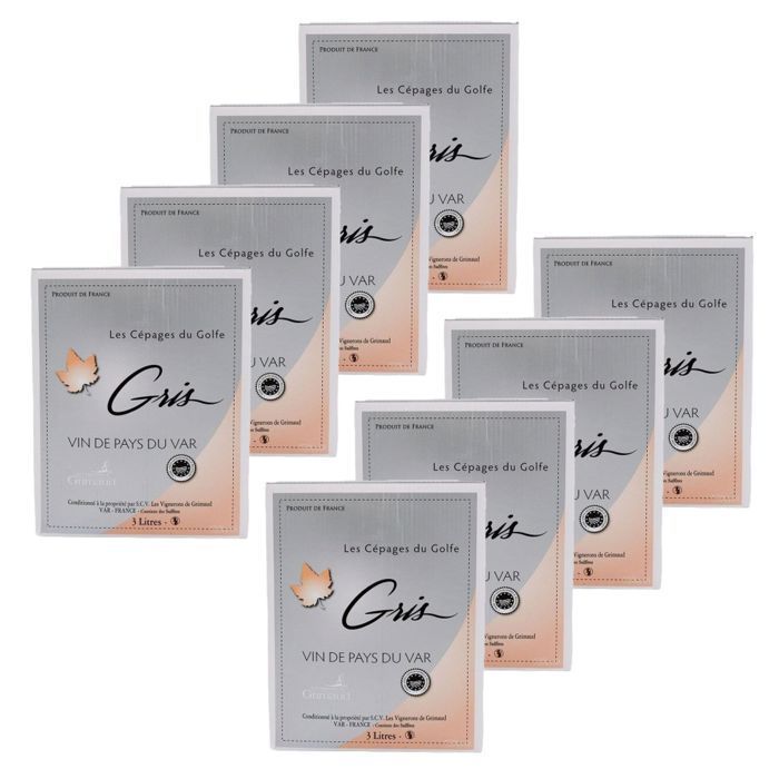 Grimaud - Lote de 8 x Vinho Rosé Gris - IGP - Var - Bag-in-Box de 3L