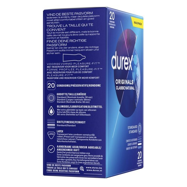 Kondómy Durex Originals Classic Natural<br>Zdravotnícka pomôcka - 20 kusov