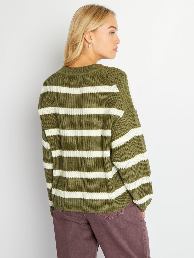 Sweter w paski 'JDY' w kolorze khaki