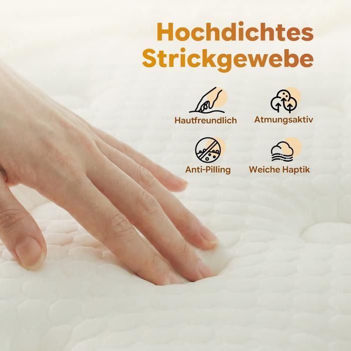 Matelas 90x200 cm UKing - Très épais 25 cm - Mémoire de Forme + Ressorts 7 Zones Blanc - Hypoallergénique & Réversible