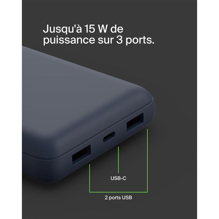 Externer Akku – BELKIN – 20.000 mAh – USB-A & USB-C – 15 W – Blau