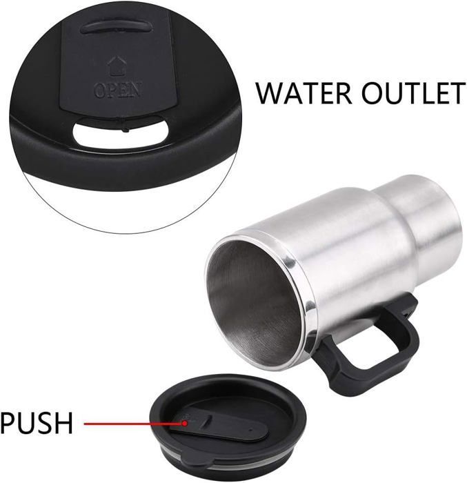 Taza calefactora para coche - Hervidor de coche, 450 ml, acero inoxidable.
