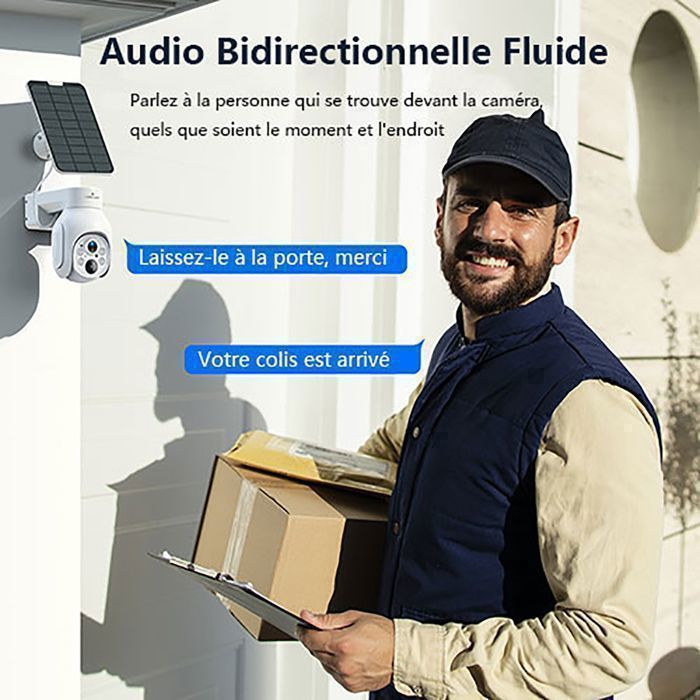 Kit de câmera de segurança externa sem fio CAMCAMP 4MP com Wi-Fi, bateria solar, 10 canais, NVR, classificação IP66, visão noturna e áudio bidirecional.